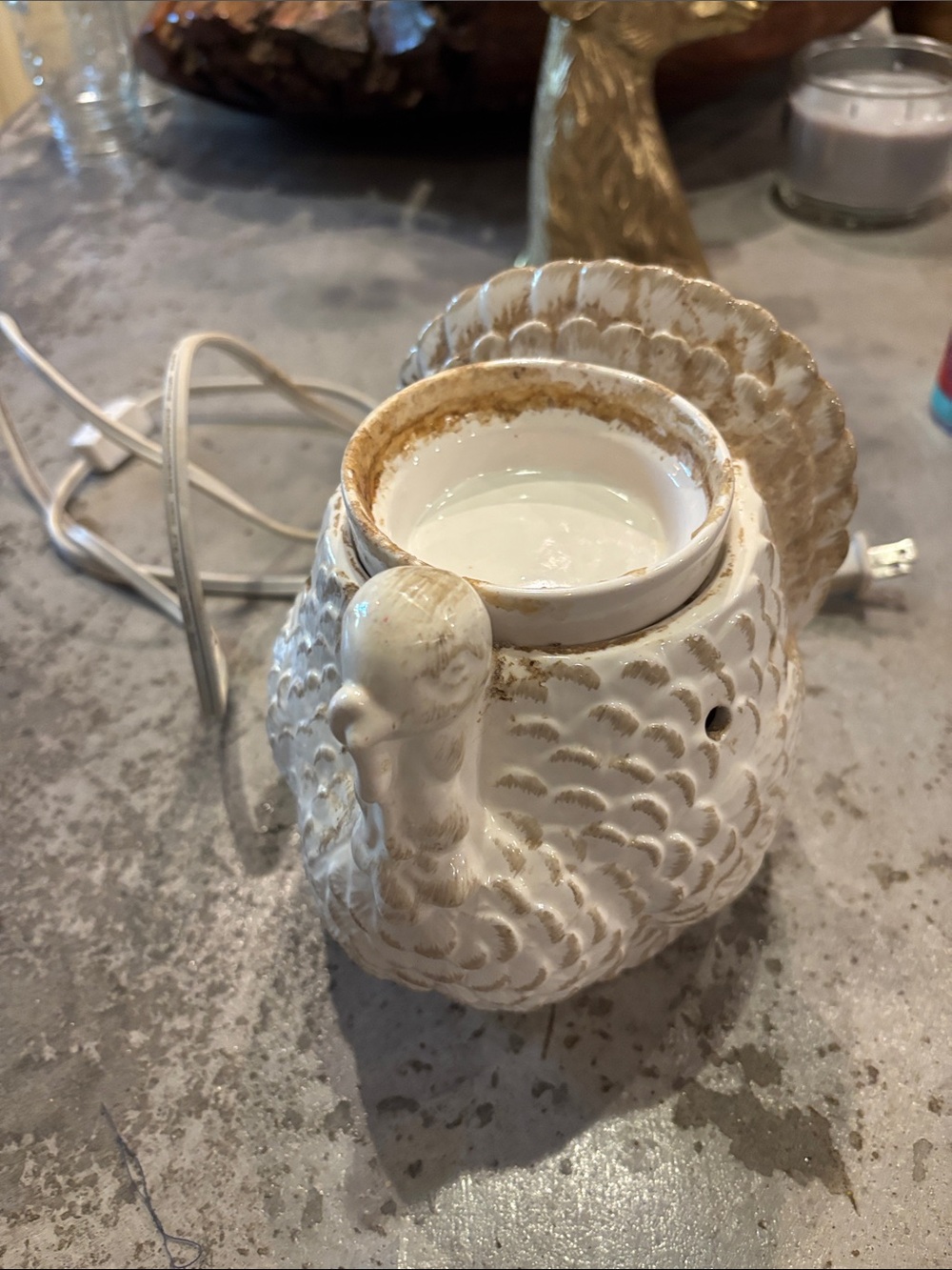 Scentsy Ceramic White Turkey Wax Warmer - Decorative Home Art